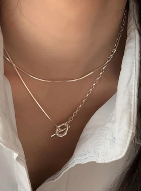 今饰有约纯银女简约项链