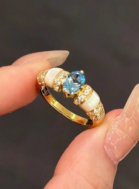 今饰有约海蓝宝贝母百搭戒指