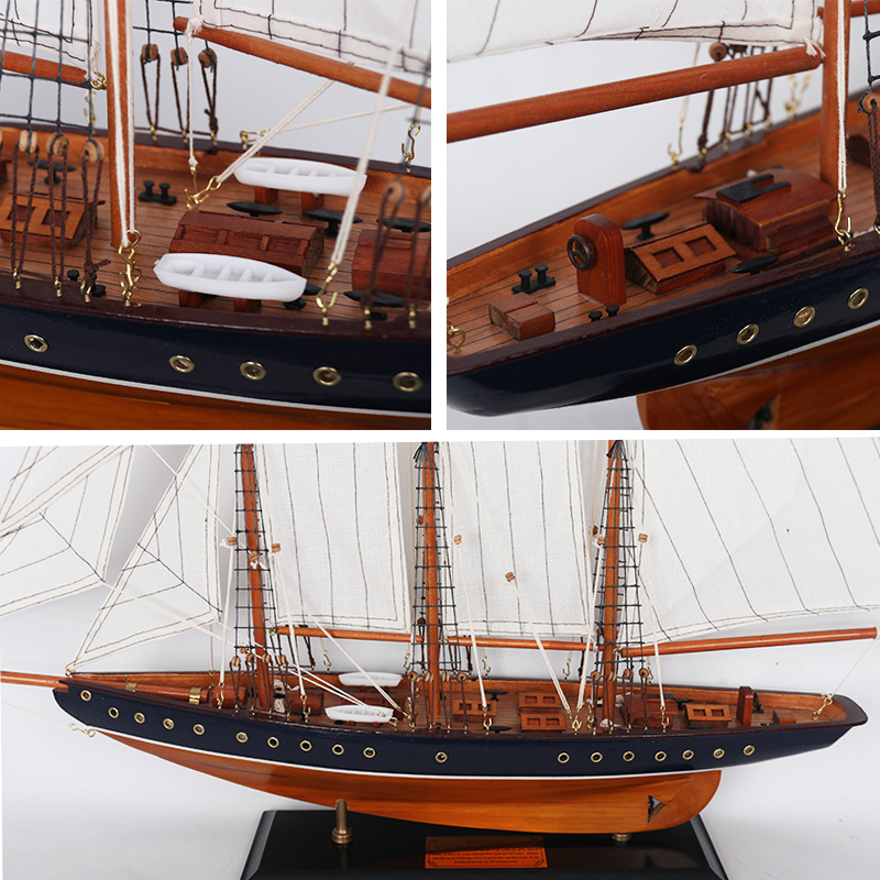 大西洋号复古地中海风格实木质帆船模型家居客厅装饰摆件年会奖品-图0