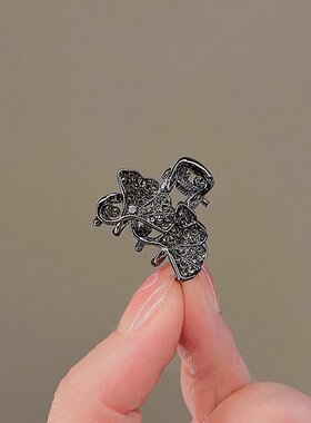 山姆黑色气质银杏叶小号抓夹可爱小揪揪迷你珍珠刘海夹发卡头饰小