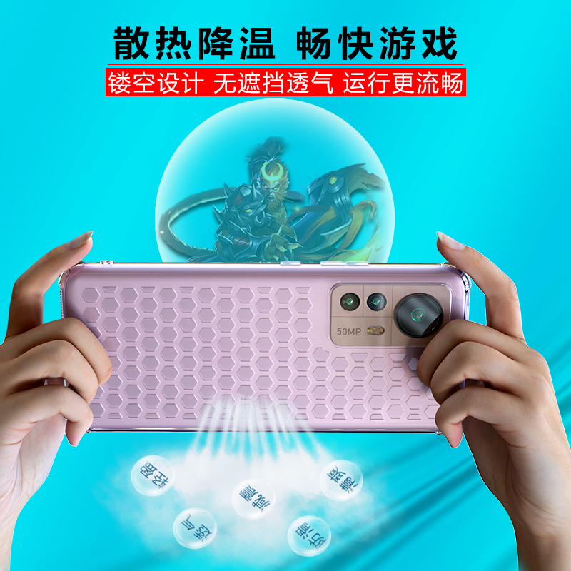 适用oppo reno10/10pro+散热手机壳reo8/9镂空透气9pro气囊防摔find x5透明软壳x6/x6pro全包保护壳x5pro创意 - 图2