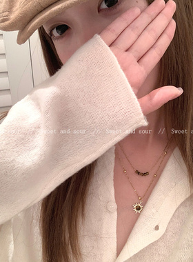 复古太阳花百搭轻奢项链美拉德