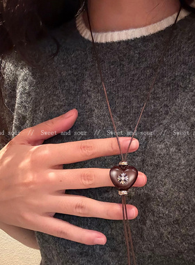 韩系简约抽拉项链轻奢小众精致高级感锁骨链2025年秋冬新款毛衣链