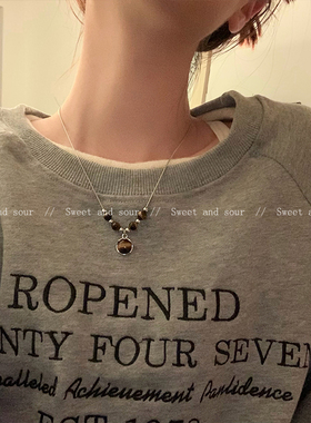 中式复古虎眼石项链轻奢小众