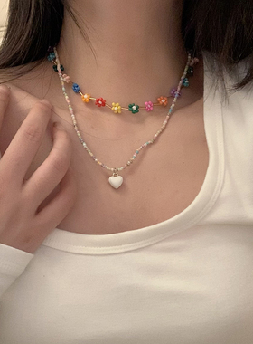 夏日活力彩色串珠叠戴项链