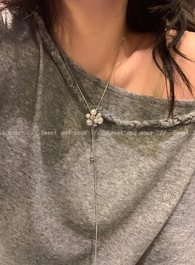 法式复古珍珠项链女款流苏设计感轻奢小众锁骨链choker抽拉毛衣链