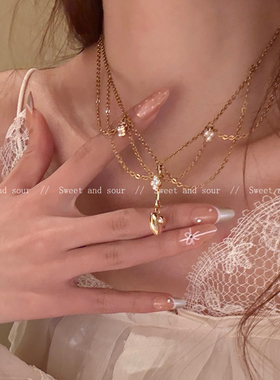 vintage爱心吊坠设计感流苏项链