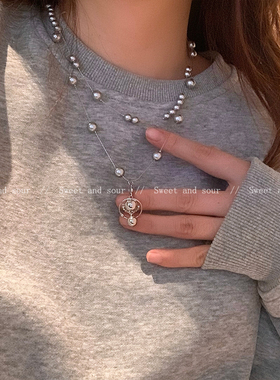 甜酷星球珍珠项链叠戴