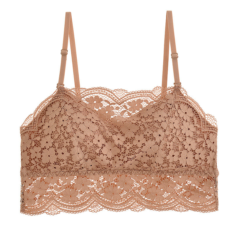 法式吊带网红爆款美背女无钢圈抹胸 赤媚文胸