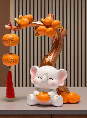 大吉大利大象摆件高级感