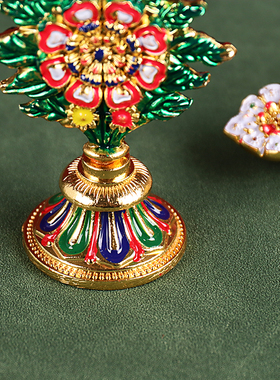 藏式彩绘合金食子酥油花摆件