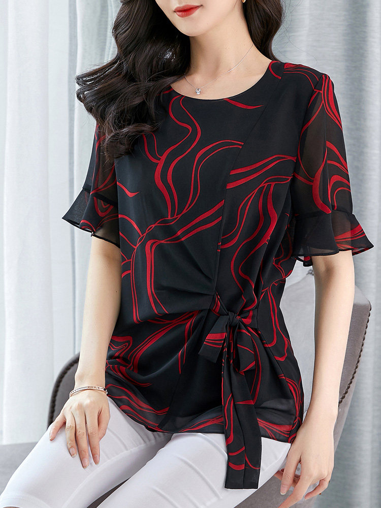 蔓缇莉莎洋气阔太太蝴蝶结雪纺衫 mantilisha蔓缇莉莎蕾丝衫/雪纺衫