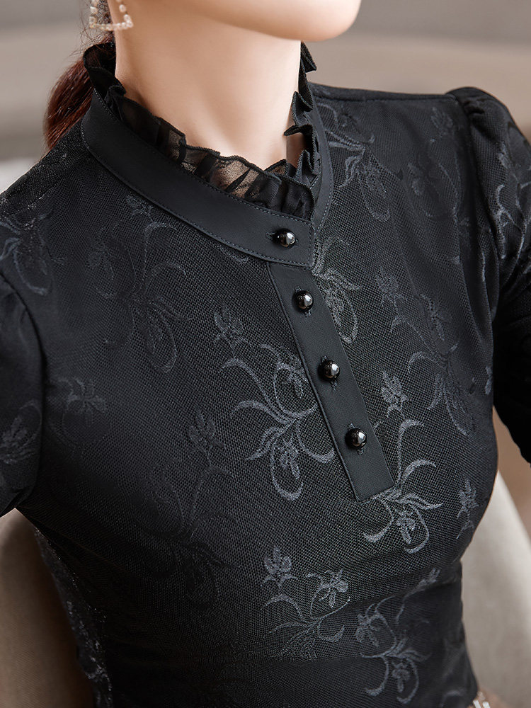 蔓缇莉莎高档大码网纱气质妈妈内搭 mantilisha蔓缇莉莎蕾丝衫/雪纺衫