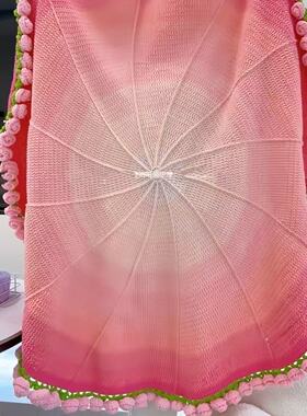 玫瑰花花束毯子毛线手工diy钩针编织材料包勾织尖角花朵毛毯礼物