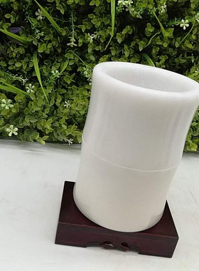 阿富汗玉石笔筒复古桌面摆件