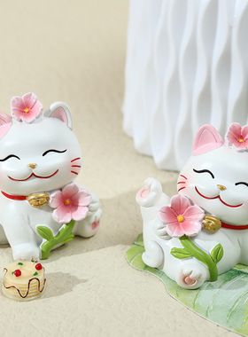 樱花小猫摇头手机支架摆件