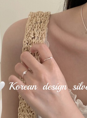 韩版INS风小众S925纯银花花戒指