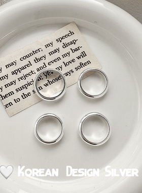 S925纯银韩版小众复古光面戒指