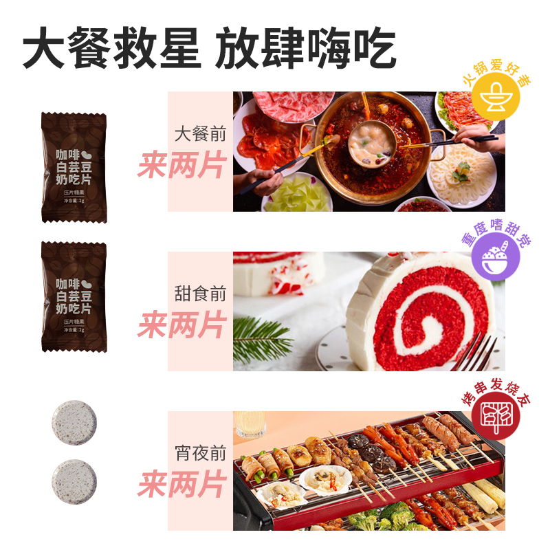 【杜轩建优选】大餐常备咖啡白芸豆奶片压片糖果盒装正品2gX20片 - 图2