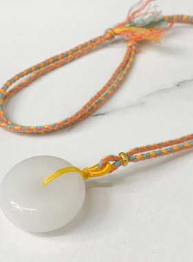 新中式金丝玉平安扣毛衣项链女款