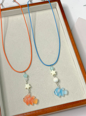 韩系小金鱼颈链新款小众叠戴