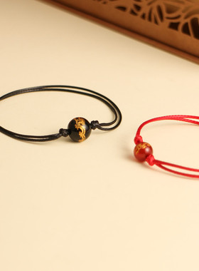 龙年本命年手链女款红玛瑙红绳
