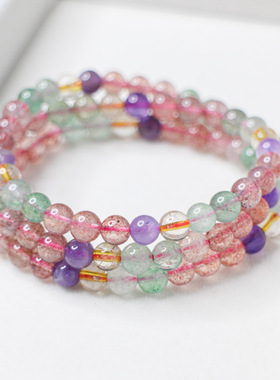 新4A6mm满矿物天然水晶多圈手串