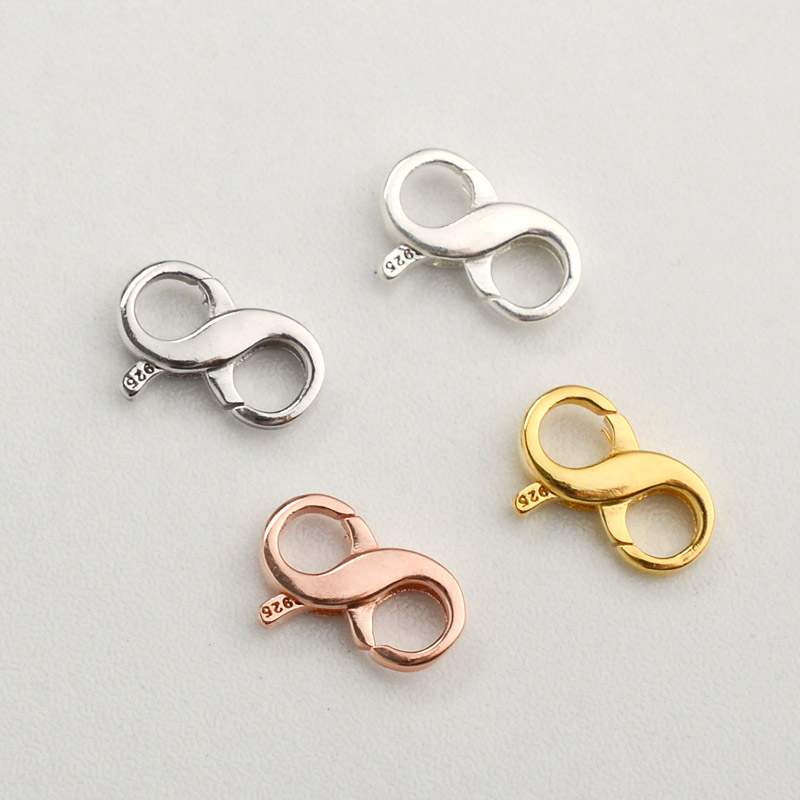 925银双开8字卡扣 项链扣子接头手链扣连接扣头纯银弹簧扣diy配件 - 图3