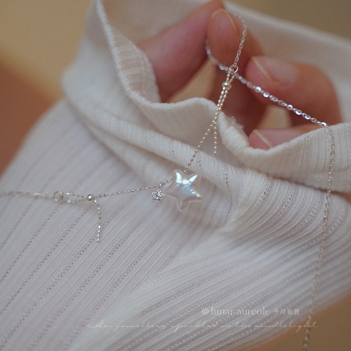 原创 wink wink 星星珍珠项链s925纯银精致甜妹设计感锁骨链 - 图1