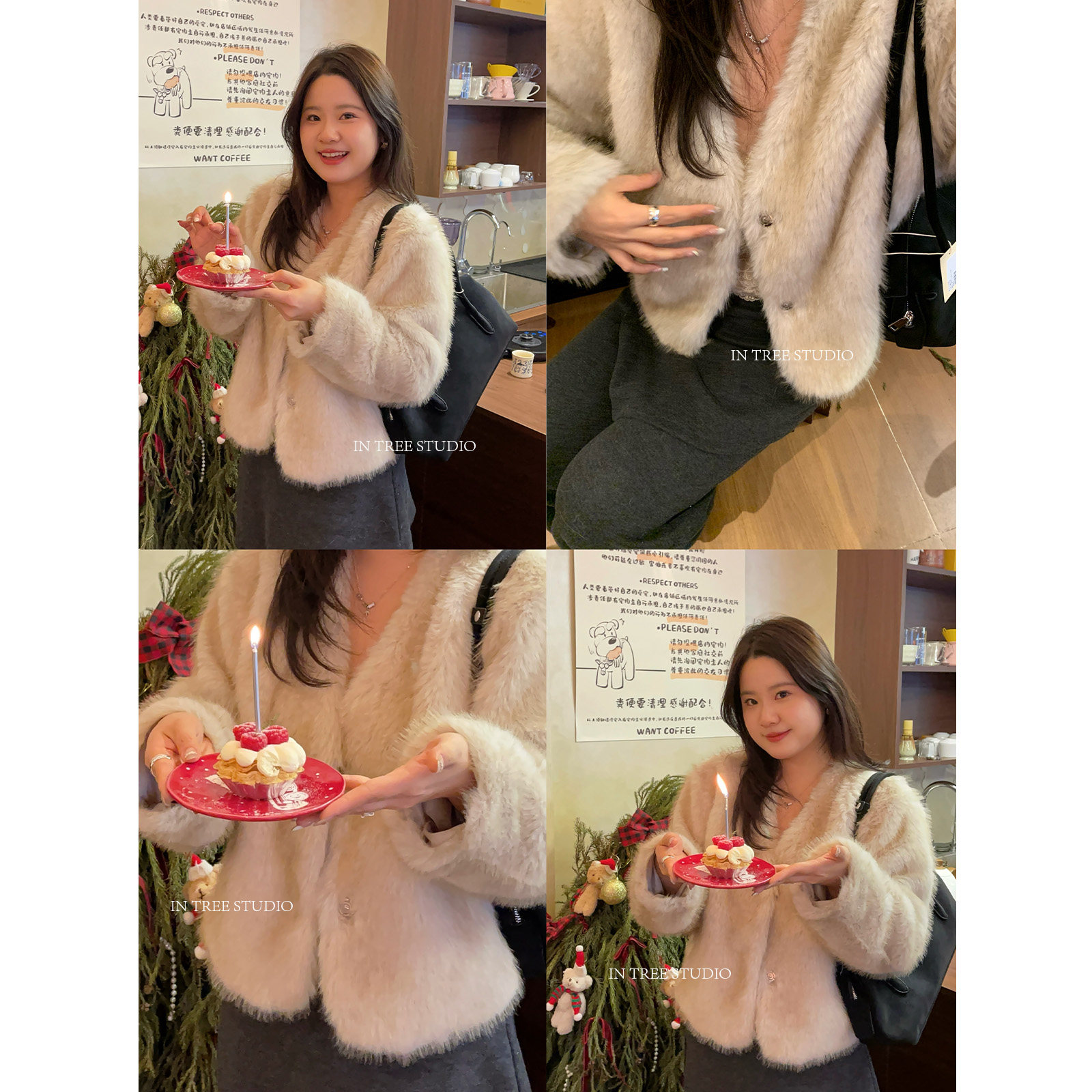 喵胖张桶桶【日光岛】环保皮草轻熟秋冬V领毛毛外套,淘宝优惠券,粉丝福利购,淘宝优惠卷