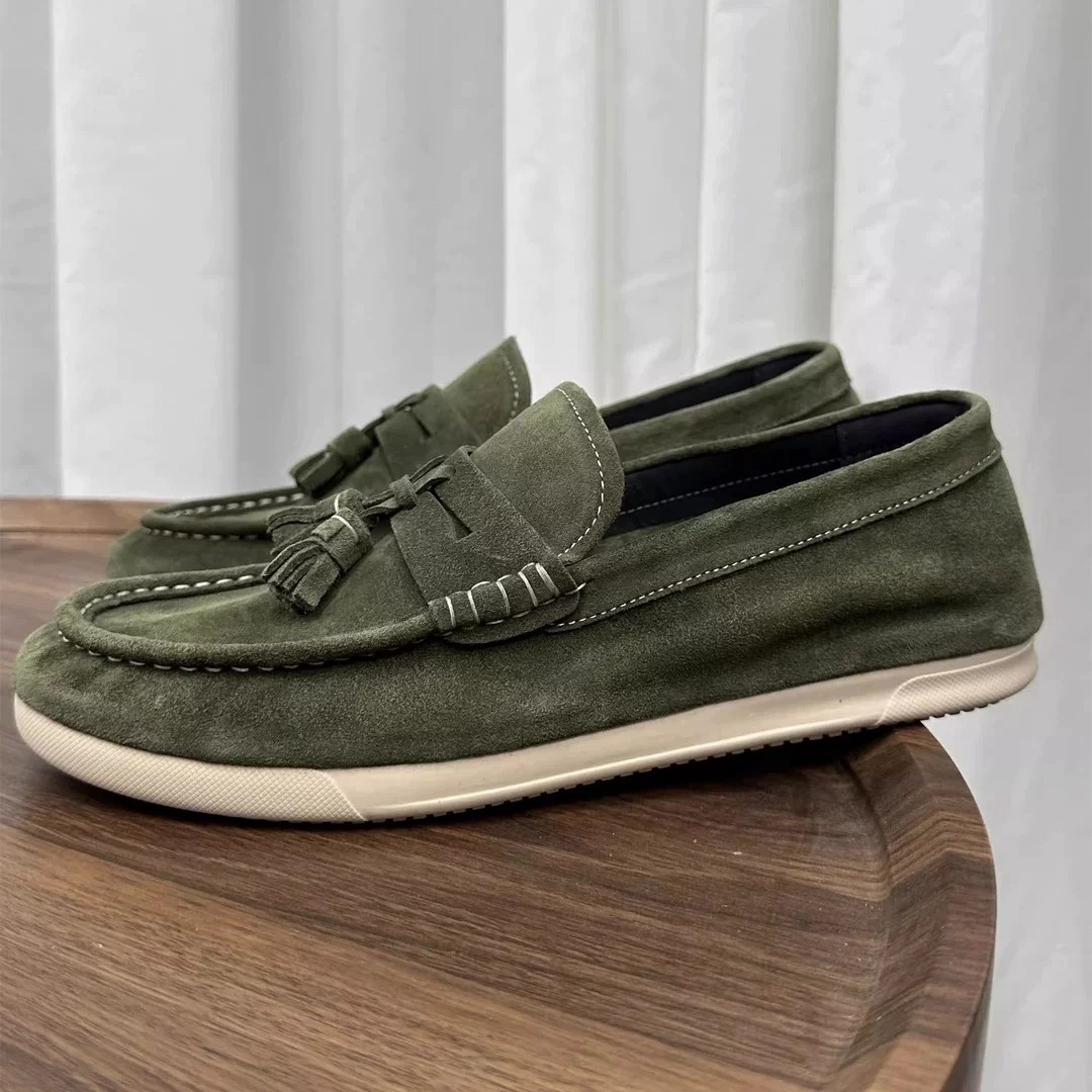 帕达索男鞋懒人一脚蹬乐福鞋男士韩版新款透气反绒皮豆豆鞋250620,淘宝优惠券,粉丝福利购,淘宝优惠卷