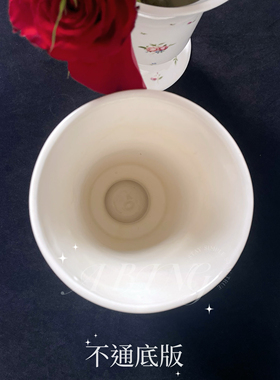 中古奶油翠花高温陶瓷23cm可水培花卉鲜花多头玫瑰百合芍药翠花
