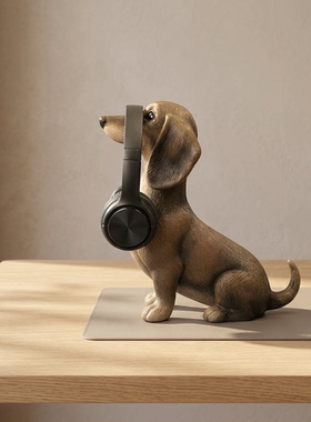 腊肠狗个性头戴耳机架耳麦架收纳支架家居电视柜摆件电脑桌面装饰
