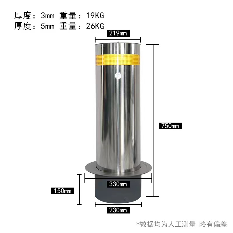 304不锈钢警示柱路桩反光立柱挡车防撞阻车器手提活动预埋停车-图3