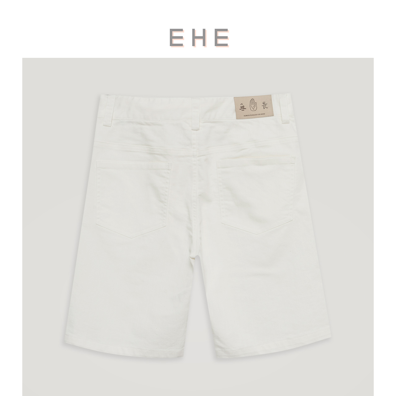 EHE男装 夏季新款白色棉质弹力简约时尚休闲牛仔裤短裤男裤子