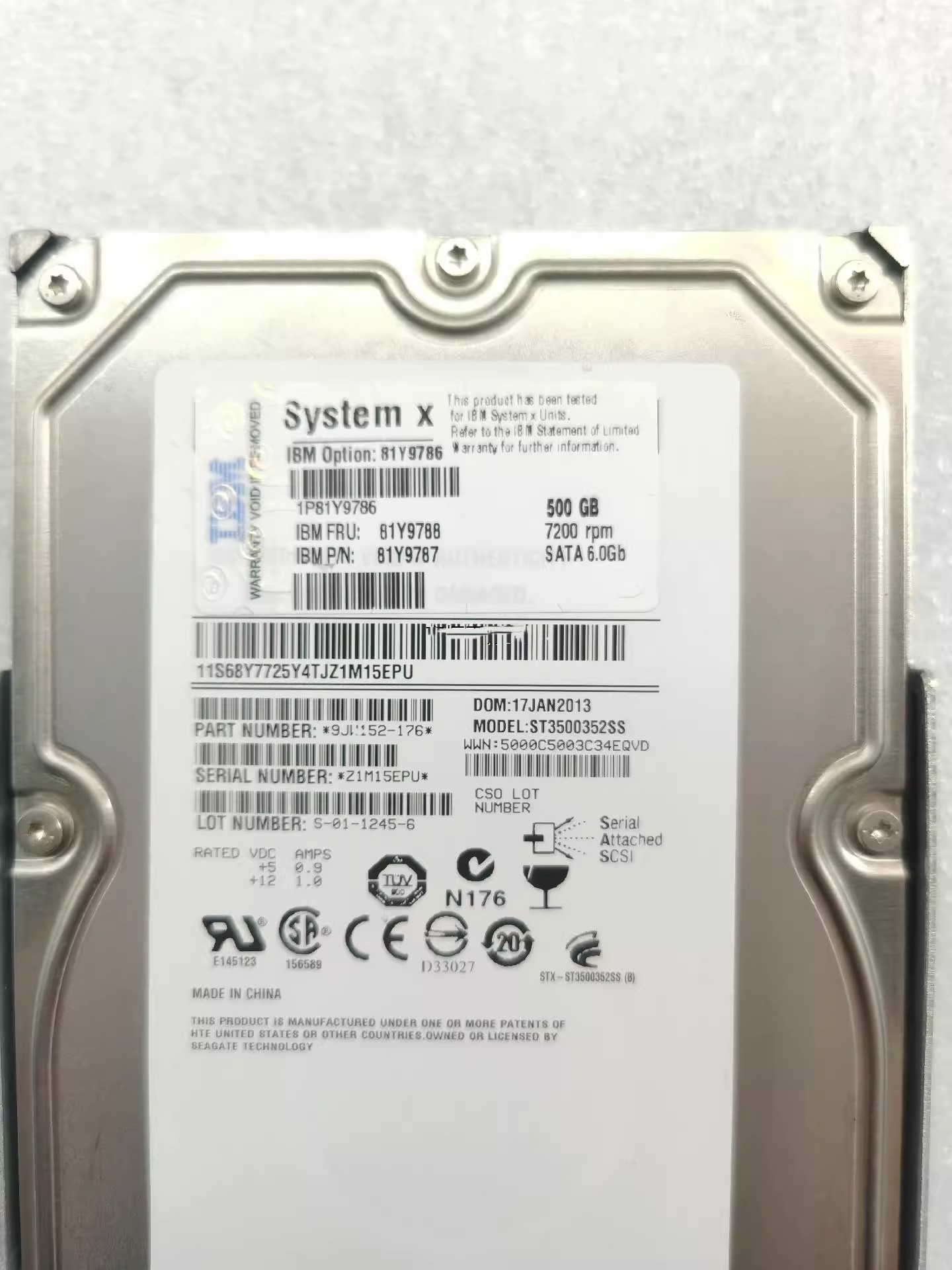 IBM 81Y9787 81Y9786 500G SATA 7.2K 3.5寸 6Gb X3650 M4 M5硬盘 - 图0