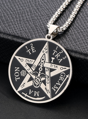 复古不锈钢幸运五角星所罗门吊坠
