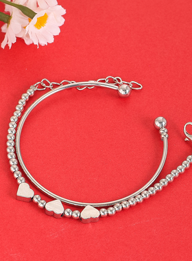 爱心手链两件套气质桃心手环叠搭