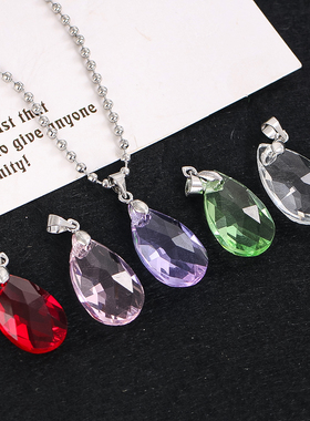 水滴项链毛衣链吊坠闪亮水晶配饰