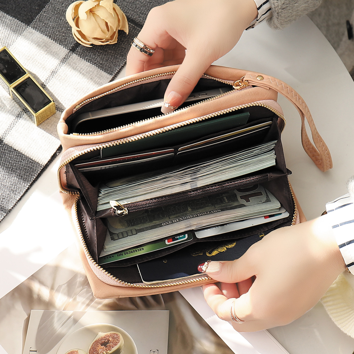长款钱包女2025新款简约小众钱包卡包一体包复古现金手拿包手机包,淘宝优惠券,粉丝福利购,淘宝优惠卷