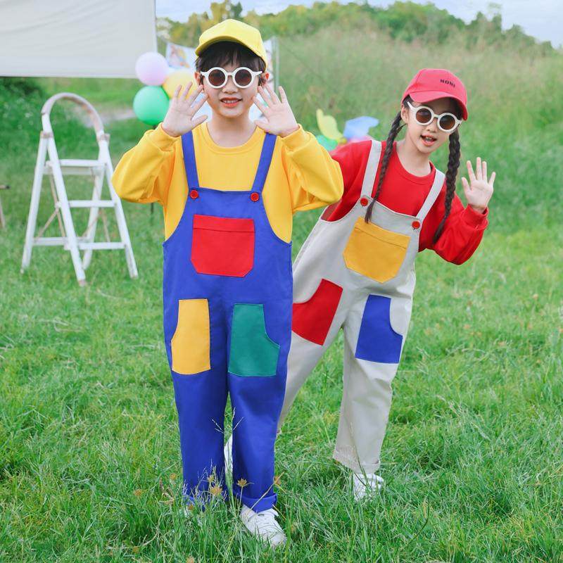 儿童啦啦队演出服幼儿园舞蹈合唱服小学生元旦表演服多巴胺背带裤,淘宝优惠券,粉丝福利购,淘宝优惠卷