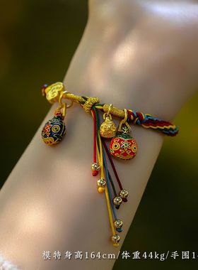 端午五彩绳成品手编绳本命年红绳吞金兽手工编织轮回手绳厂家