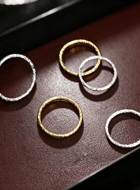 柘城钻石钻石之乡925纯银锡箔纹理肌理感戒指女轻奢高级感冷淡风