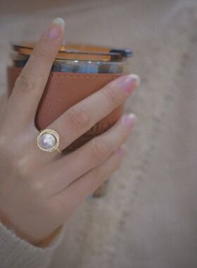 经典18K包金微镶锆石鸟巢戒指天然淡水珍珠白铜镀金直播货源