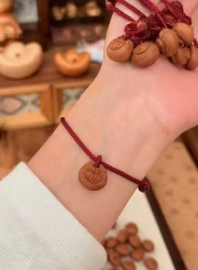 新款手绳 红绳手链 桃核胡篮惊桃木宝宝吓男女脚防压随身护手绳串