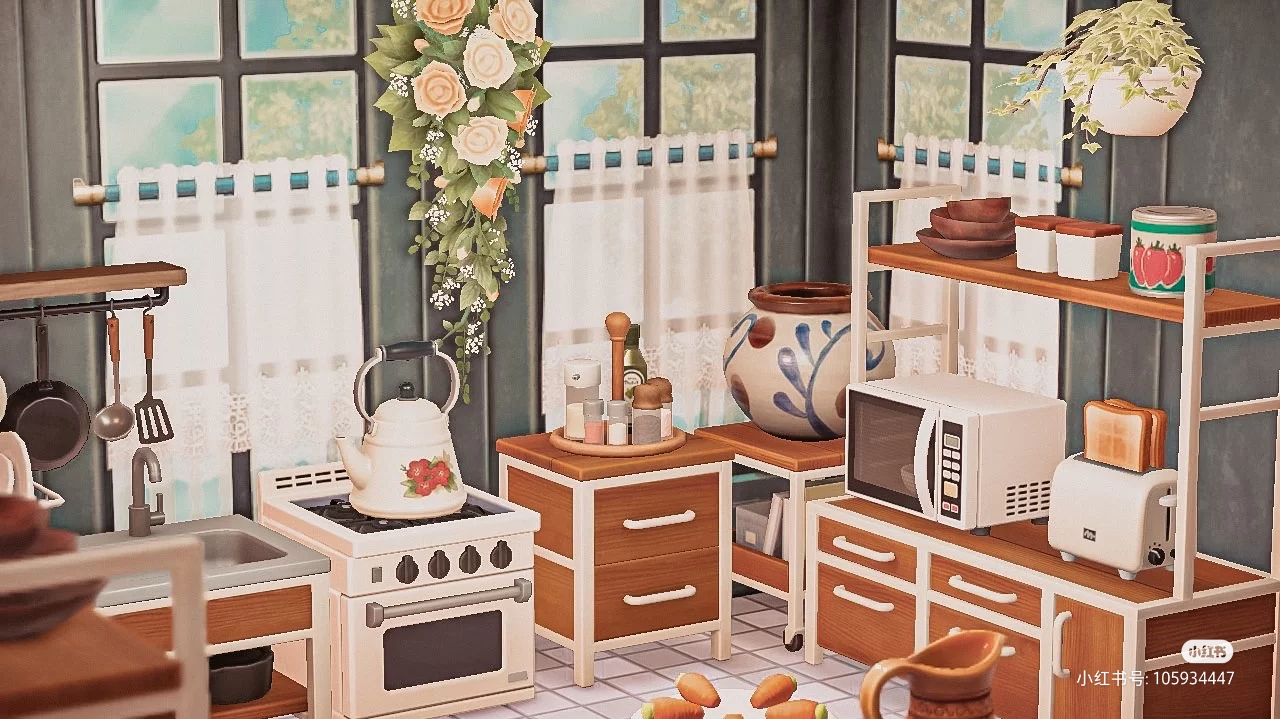 33动森厨房家具动物森友会岛屿设计装修室内家具全套玻璃厨房素材 - 图2