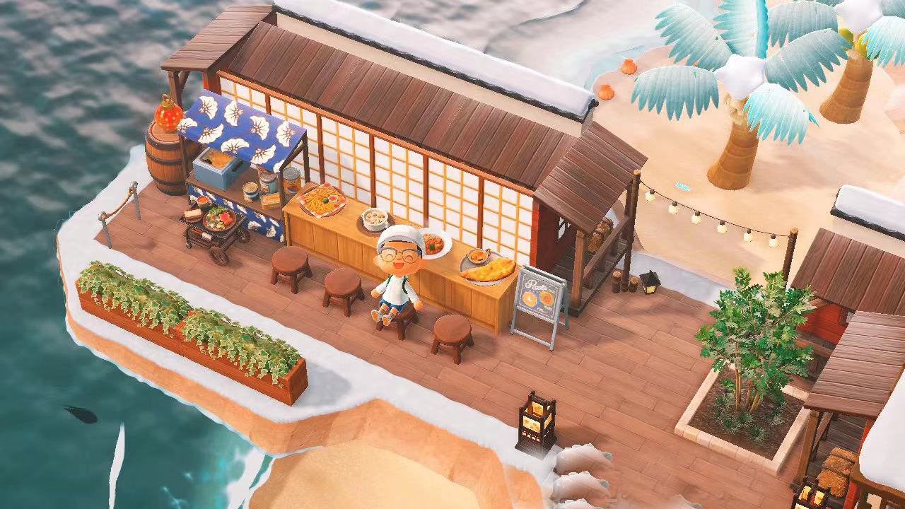 302动物森友DLC动森2.0家具户外岛屿设计海边餐厅小角落动物之森-图0