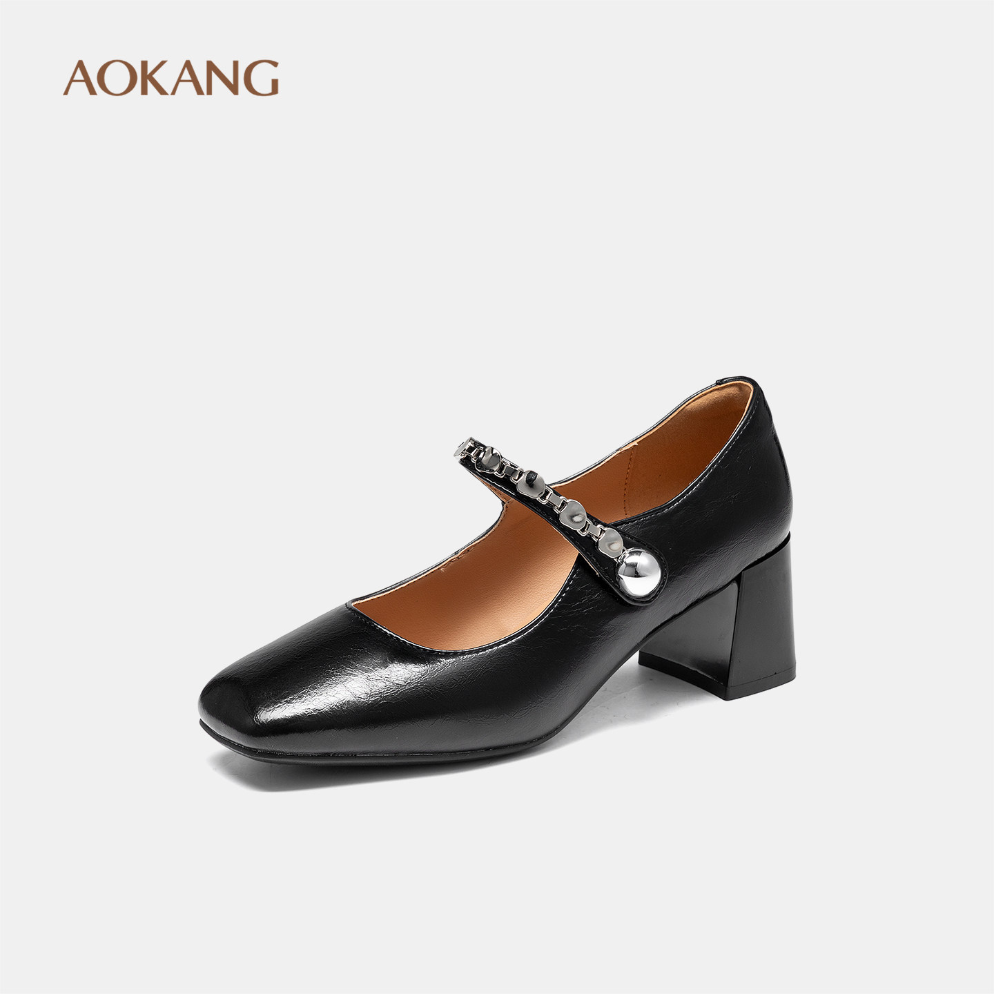 奥康 女鞋秋季浅口单鞋中跟仙女风玛丽珍鞋复古高跟鞋,淘宝优惠券,粉丝福利购,淘宝优惠卷