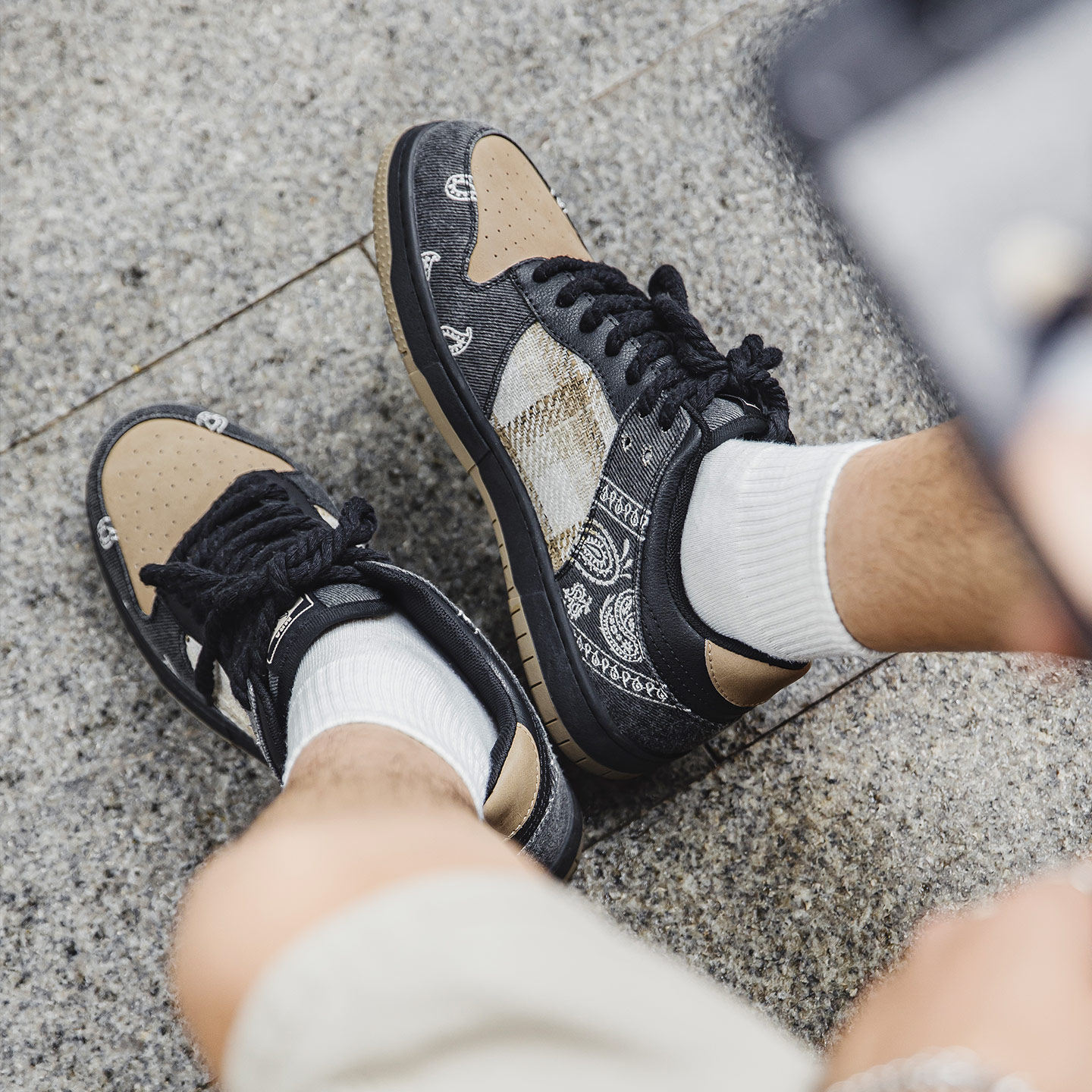 MRA腰果花滑板鞋男2025新款秋季英伦格纹刺绣厚底运动休闲潮鞋子