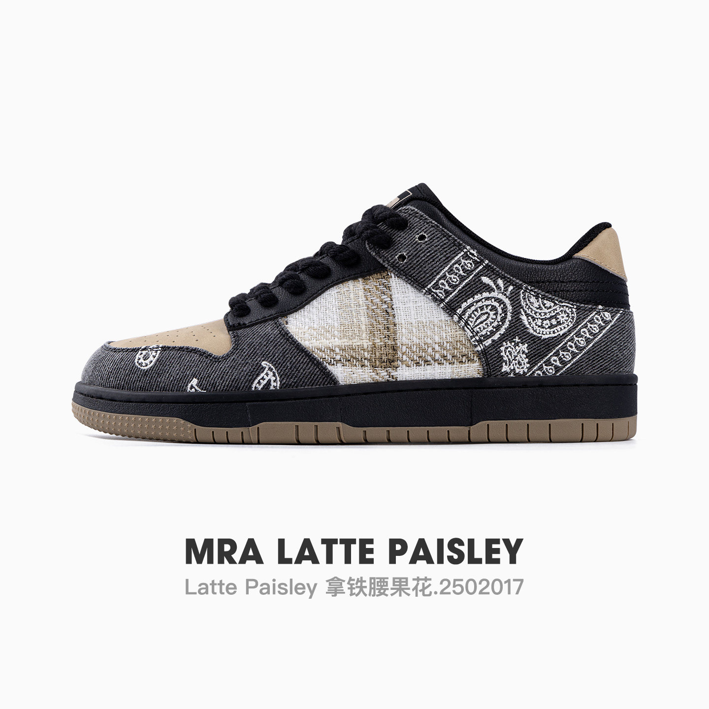 MRA腰果花滑板鞋男2025新款秋季英伦格纹刺绣厚底运动休闲潮鞋子
